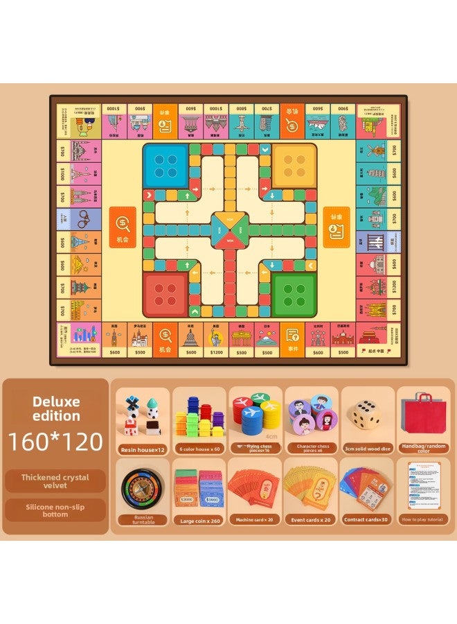 Large Rich World Tour Super Deluxe Edition Flying Chess Carpet Desktop Game Floor Mat Kids Adult Chessboard